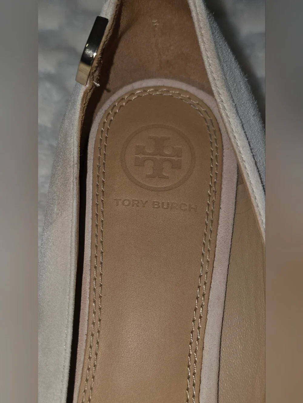 TORY BURCH Nude Elizabeth Suede Leather Pointed Toe Kitten Heel Pumps